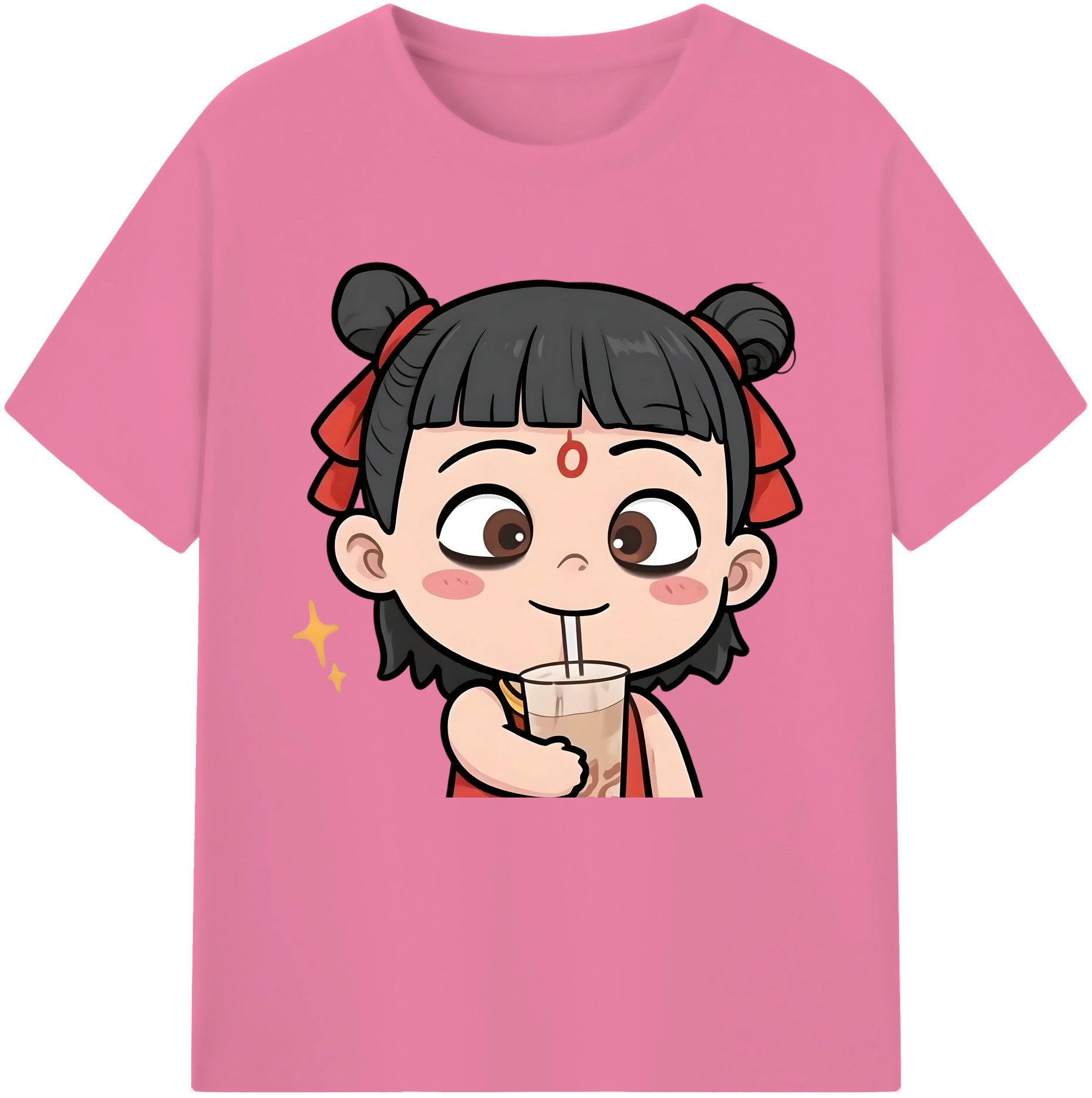 （画像用） Ne Zha 2 ナタ 魔童の大暴れ 綿100％半袖Tシャツ（フロントプリント）